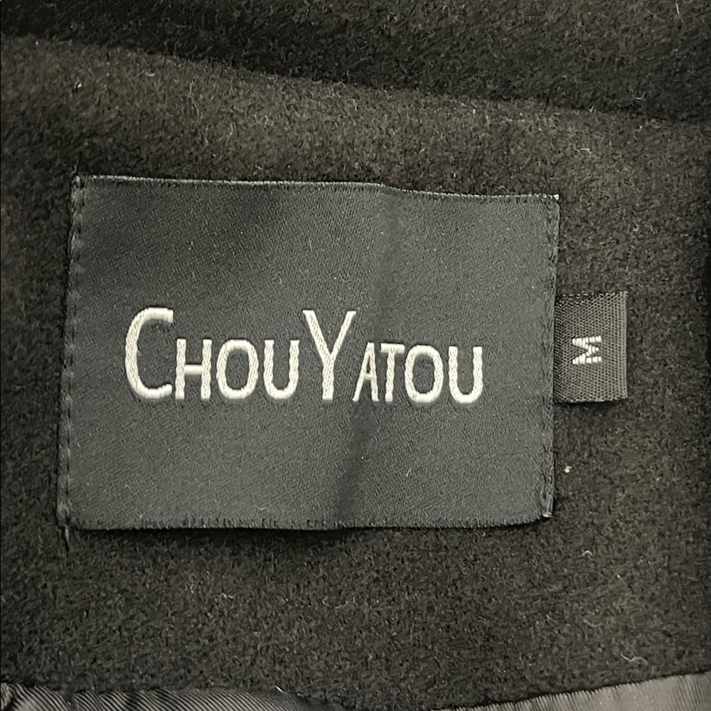 Chou Yatou Double Breasted Wool Blend Black Pea Coat Women’s Sz M with Pocket - Picture 16 of 16